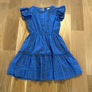 Mango girls blue flutter sleeve dress size 9 years